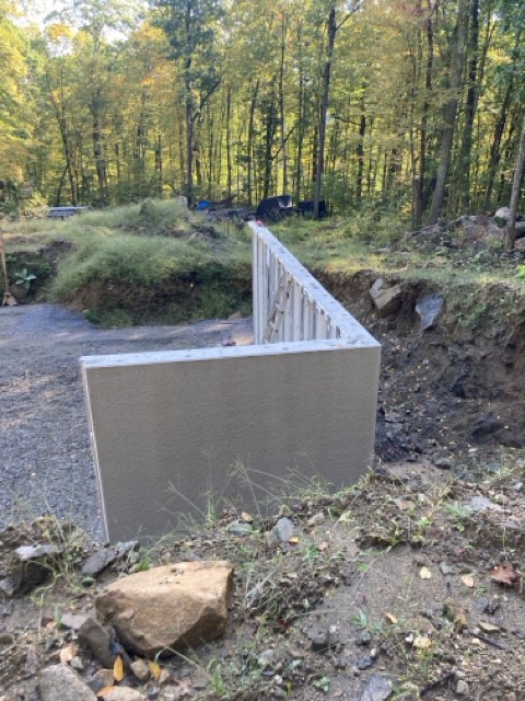 Finished foundation corner viewed from above